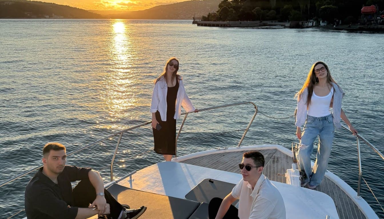 İstanbul Boğazı'nda gün batımında evlilik teklifi için kiralanan romantik özel yat